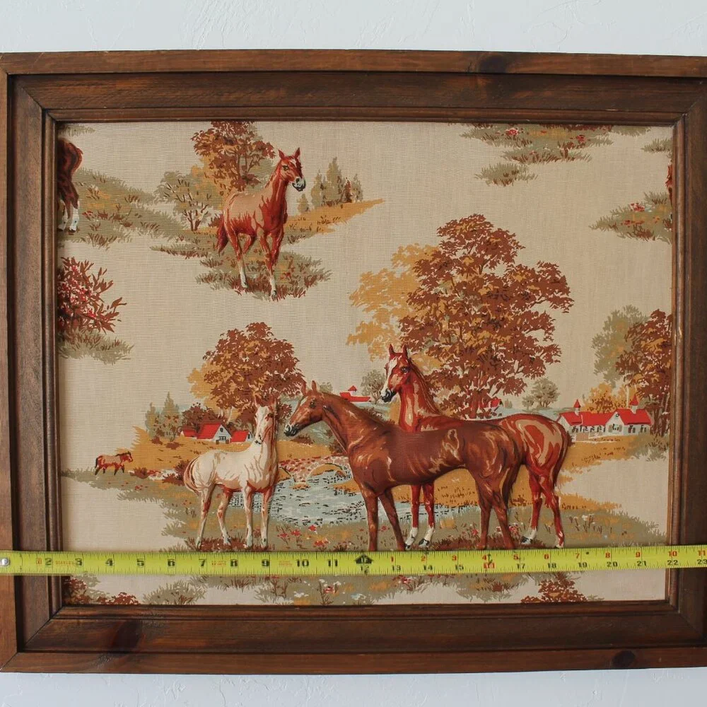 Vintage-Inspired Horses Wall Art Print in Brown and Tan
